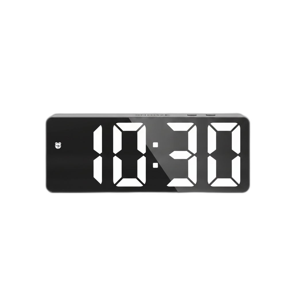 Digital alarm clock product cutout with transparent background for the drop hero circle