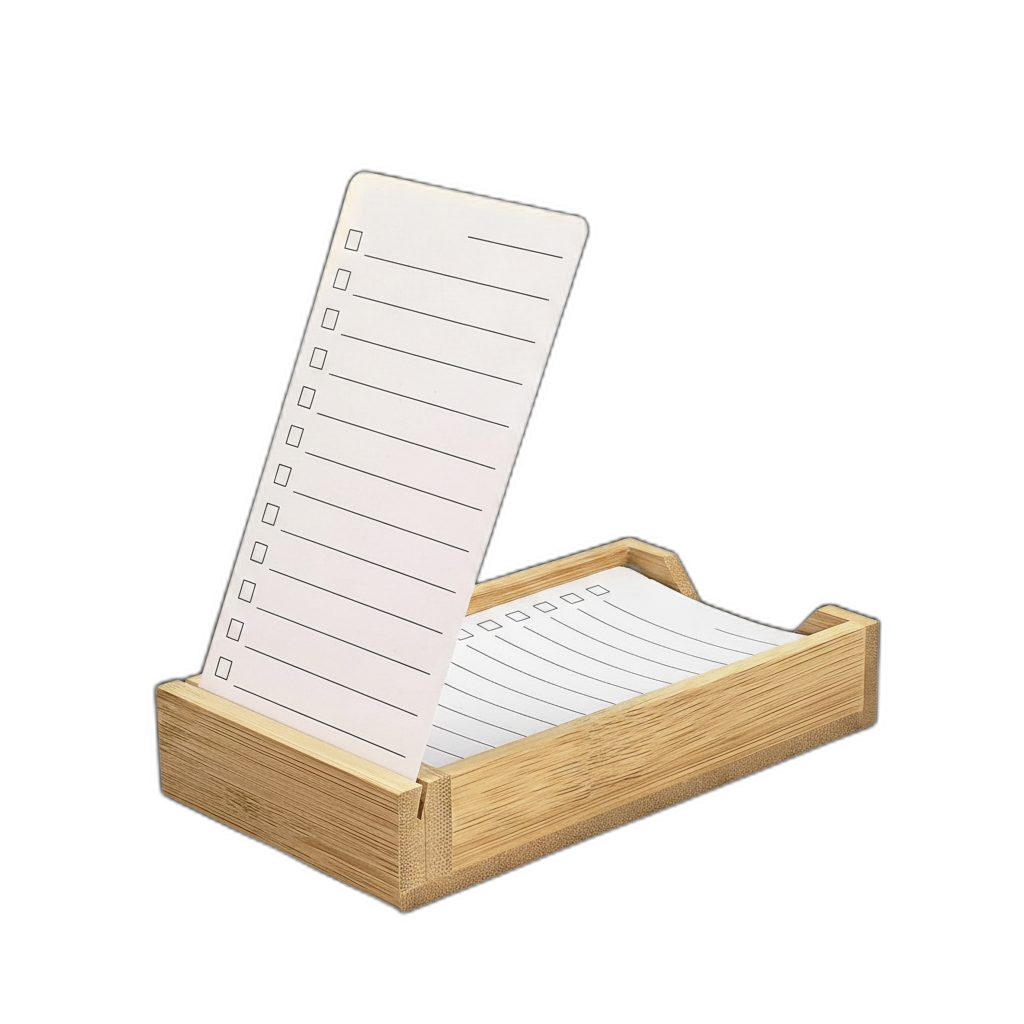 Bamboo to-do card holder product cutout with transparent background for the drop hero circle